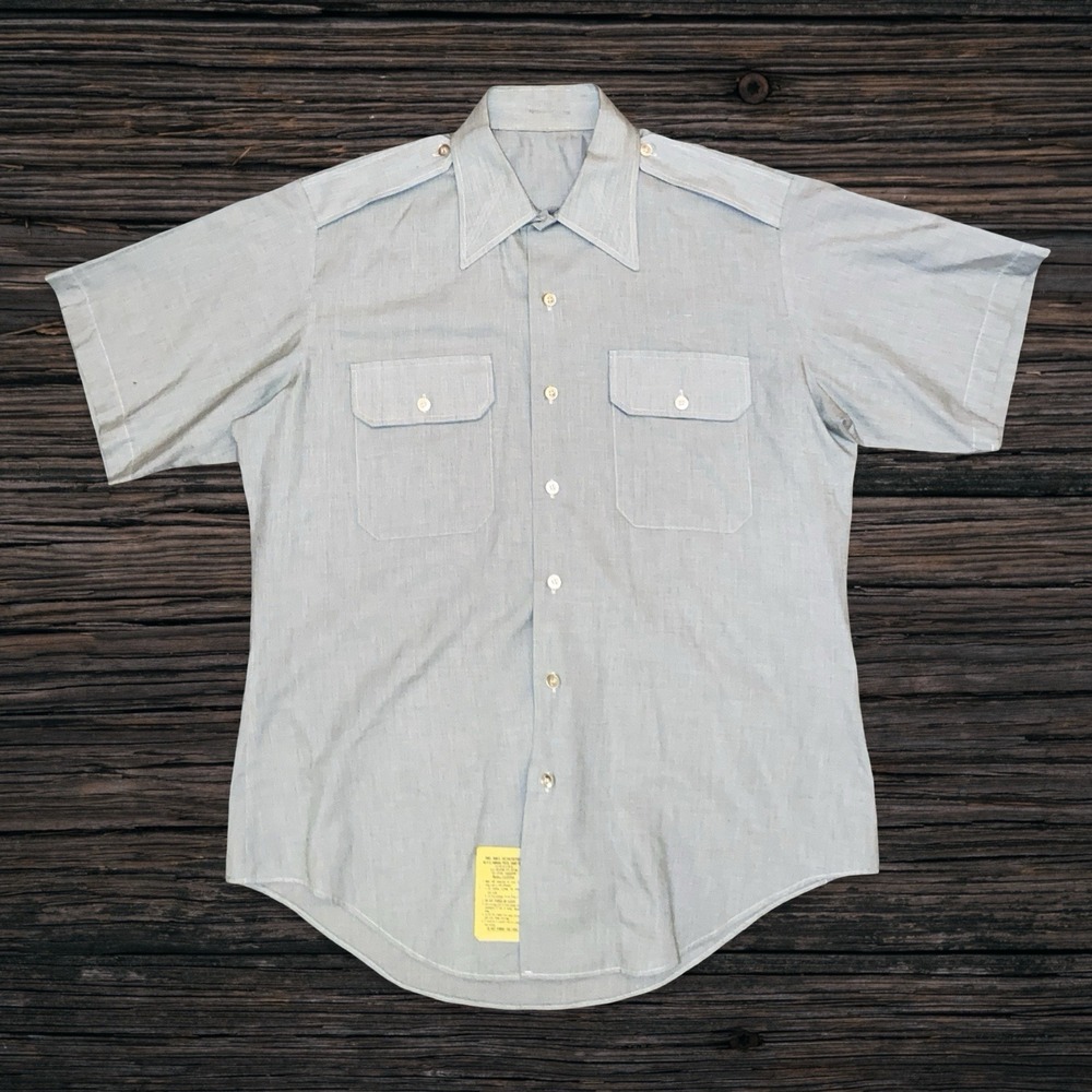 Vintage 80s US Military AG415 Work Dress Shirt Mens Large Short Sleeve Green